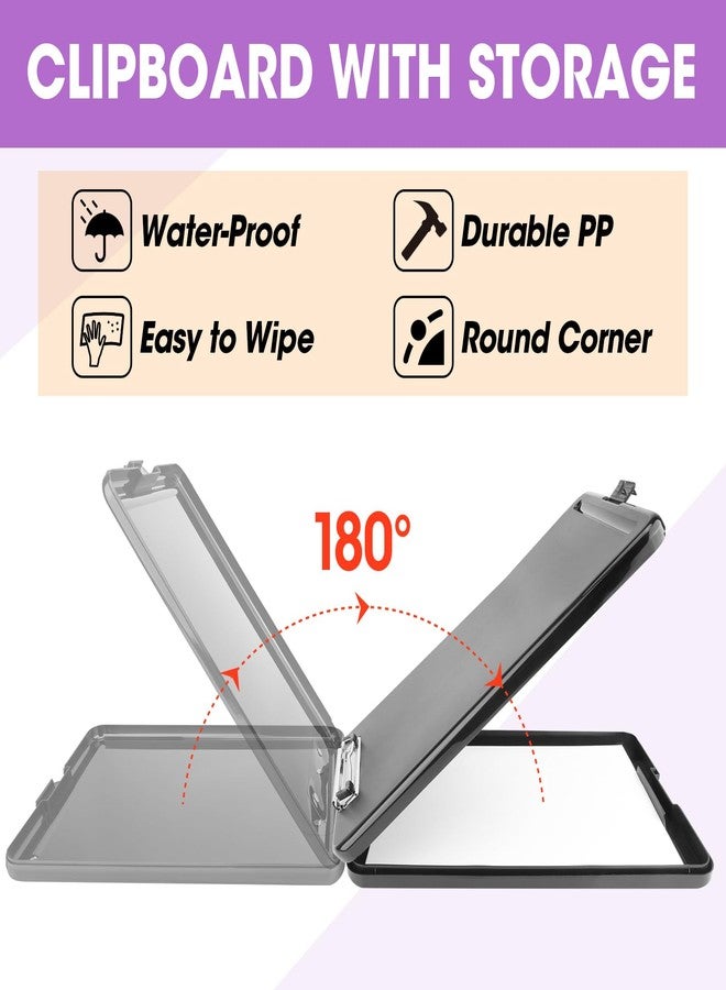 YesBes 8 Pack Clipboard with Storage, High Capacity Storage Clipboard 8.5 x 11 with Pen Holder, Letter / A4 Size, Inner Plastic Folder Attached for Teacher Office Home, Size 13.4 x 9.4 x 0.9 in - Image 4