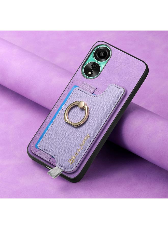 اس-توب جراب هاتف OPPO Reno12 Global Retro Magsafe Cross من الجلد مع حامل حلقة وحقيبة بطاقة - Image 5