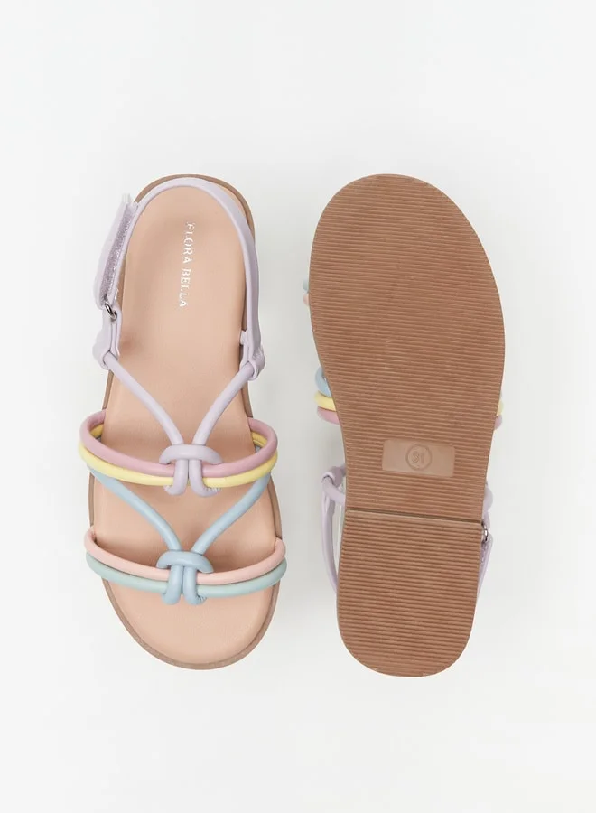 فلورا بيلا من شو إكسبرس Girls Knot Detail Flat Sandals with Hook and Loop Closure