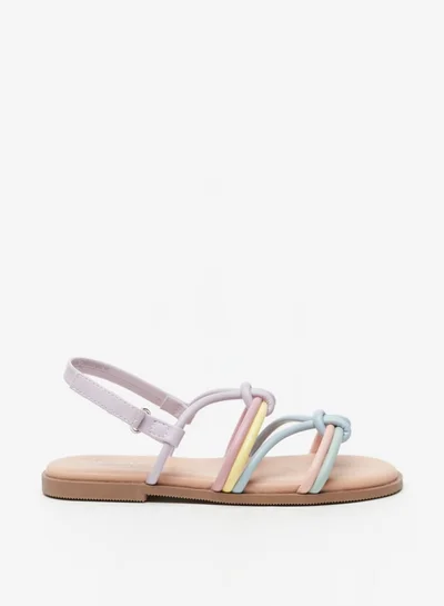 فلورا بيلا من شو إكسبرس Girls Knot Detail Flat Sandals with Hook and Loop Closure