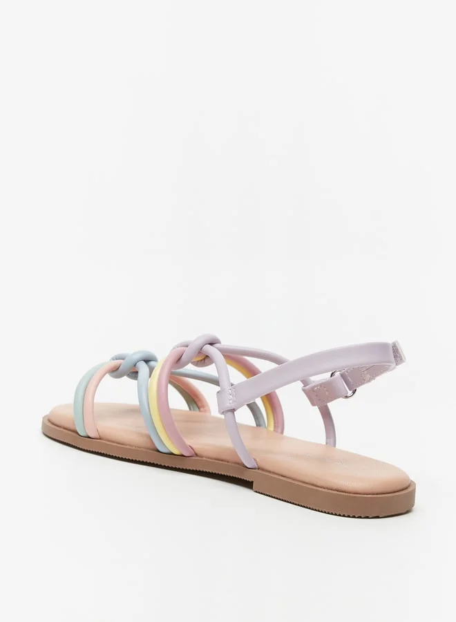 فلورا بيلا من شو إكسبرس Girls Knot Detail Flat Sandals with Hook and Loop Closure