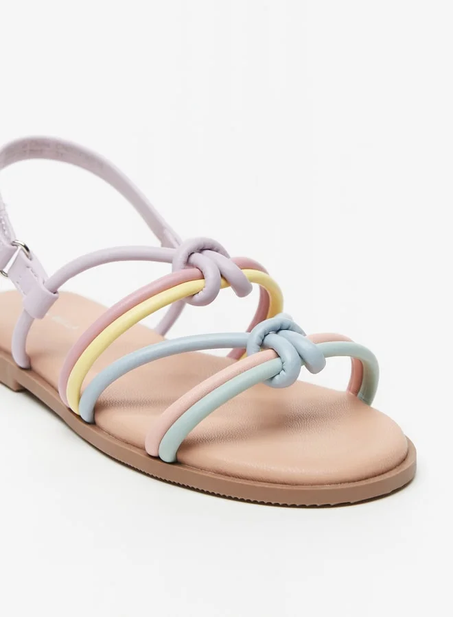 فلورا بيلا من شو إكسبرس Girls Knot Detail Flat Sandals with Hook and Loop Closure