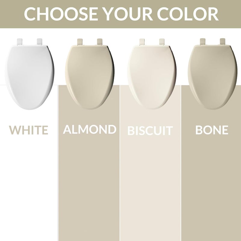 Bemis Aurora Slow Close Toilet Seat, Easy Clean Hinges and Adjustable Perfect Fit Plastic Seat, Made in USA, Elongated, White - Image 4