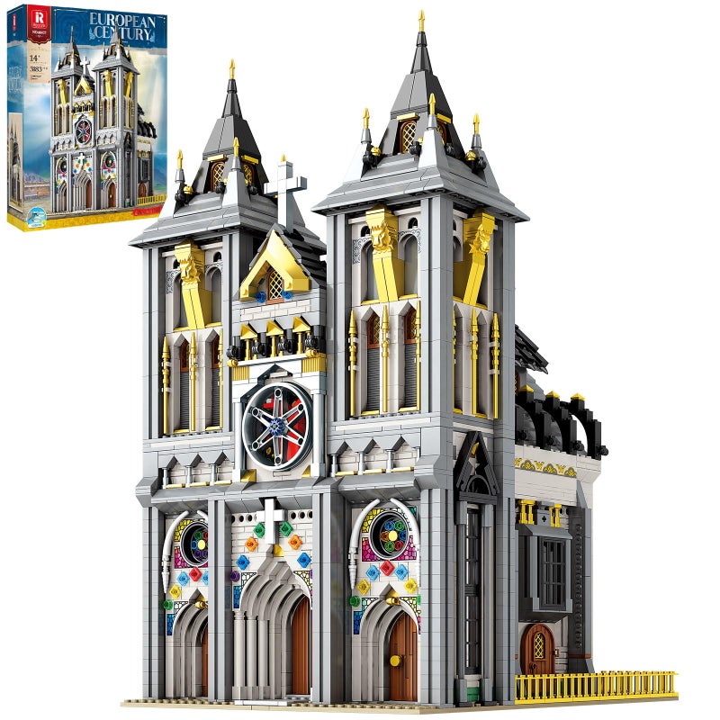 Reobrix Medieval Castle Building Block Set with LightArchitectural Model Kit 66027European Century ChurchConstruction Model for Adult and Teens Age of 14Home DecorationIdea Art Gift3183 PCS - Image 3