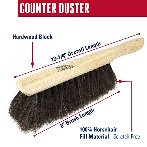 Weiler 44003 Horsehair Counter Duster with Wood Handle, Horsehair Fill, 2-1/2" Head Width, 8" Overall Length, Natural - Image 3