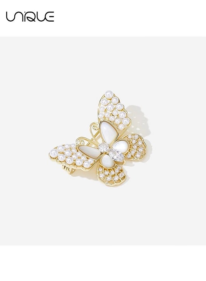 Unique 2Pcs Brooch - Shell Butterfly Brooch - Rhinestone Bow Brooch - Pearl Brooch - Elegant - Sweaters, Shirt Jackets, Backpack Accessories, DIY Crafts - Image 4