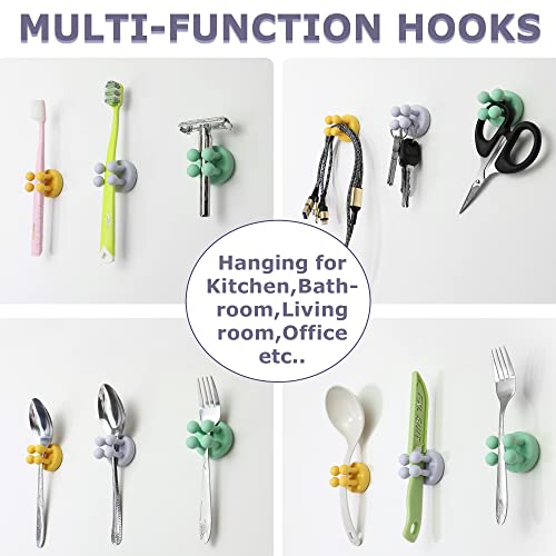 XoYoZo 4 pcs Silicone Toothbrush Holder Multi-Function Hook Waterproof self Adhesive Single Toothbrush Hook Plug Holder for Wall for Hanging Bathroom Kitchen Living Room Office - Image 2