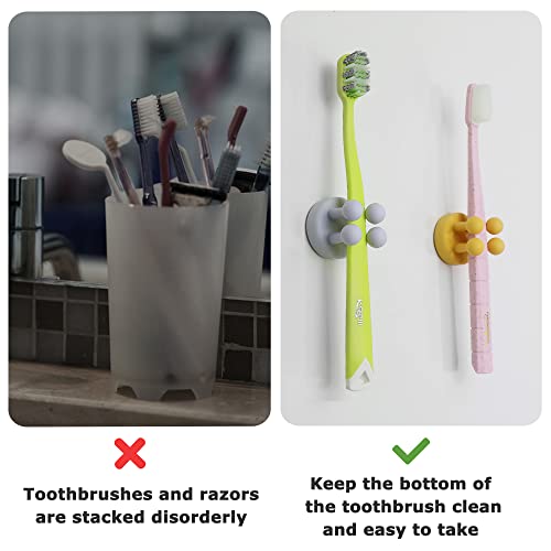 XoYoZo 4 pcs Silicone Toothbrush Holder Multi-Function Hook Waterproof self Adhesive Single Toothbrush Hook Plug Holder for Wall for Hanging Bathroom Kitchen Living Room Office - Image 3