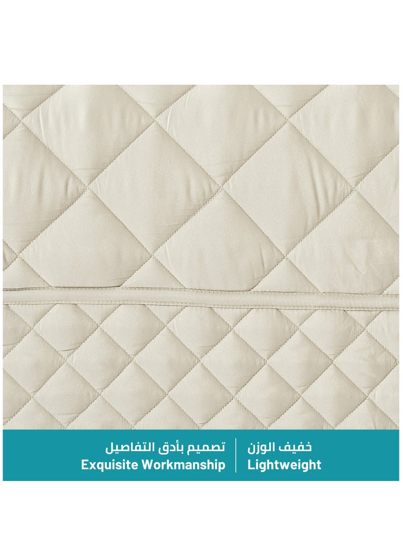 6-Piece King Size Quilted Compressed Comforter Set Microfiber Off White / Grey 240x260cm