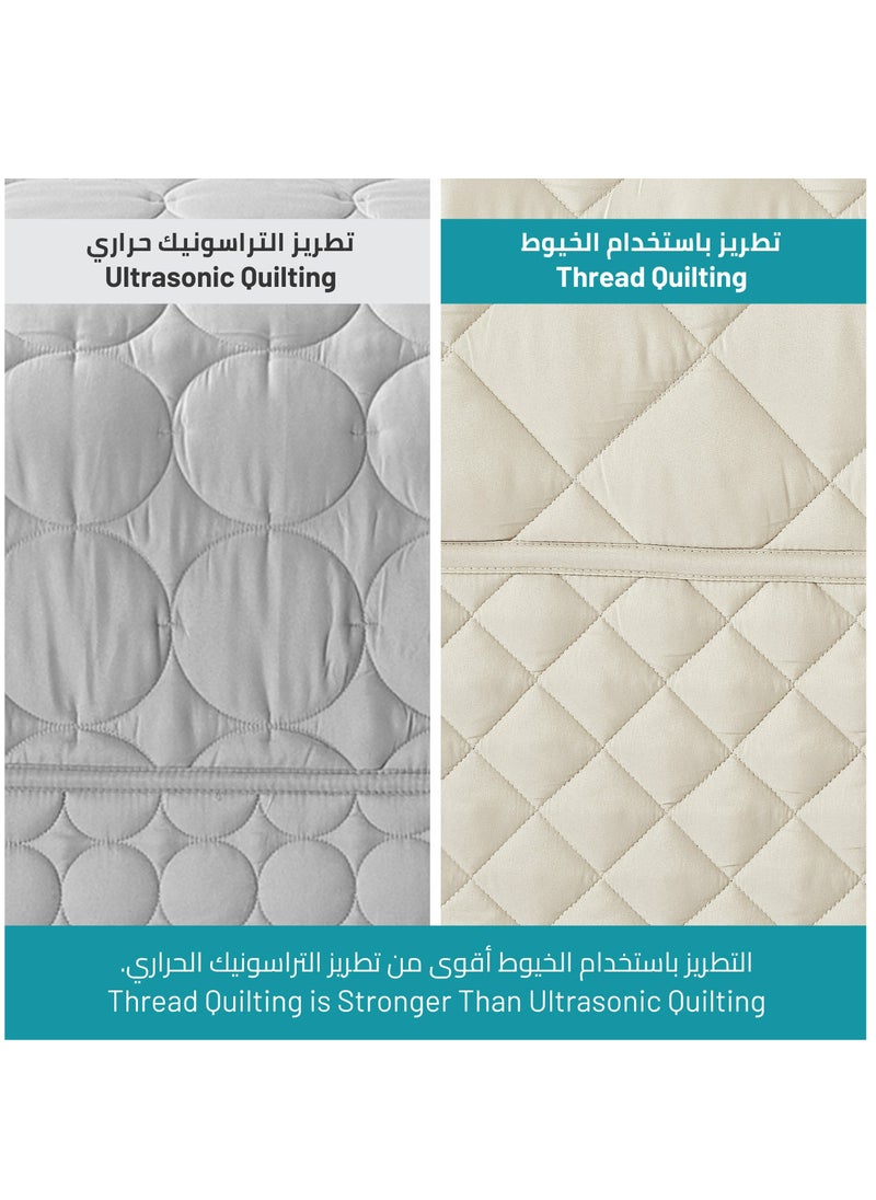 6-Piece King Size Quilted Compressed Comforter Set Microfiber Off White / Grey 240x260cm