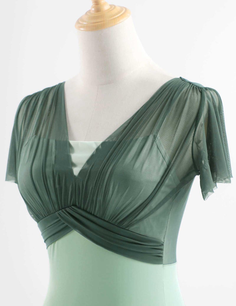 Daydance Dayance Green Women Leotards for Ballet, Flutter Sleeve Faux-2 Piece Dance Wear for Recitals - Image 4