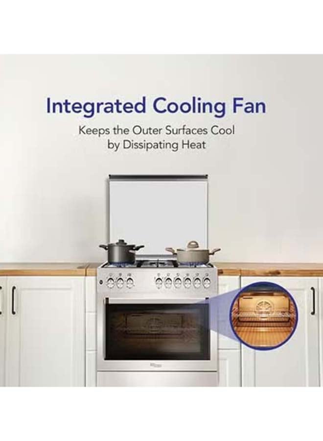 SUPER GENERAL Freestanding Gas Cooker,Oven/Grill with Rotisserie, Turbo Fan, 5 Gas Burners, Cast Iron Grids, Wok Burner, Oven Lamp - 5 SGC9607FSHGF Silver - Image 2