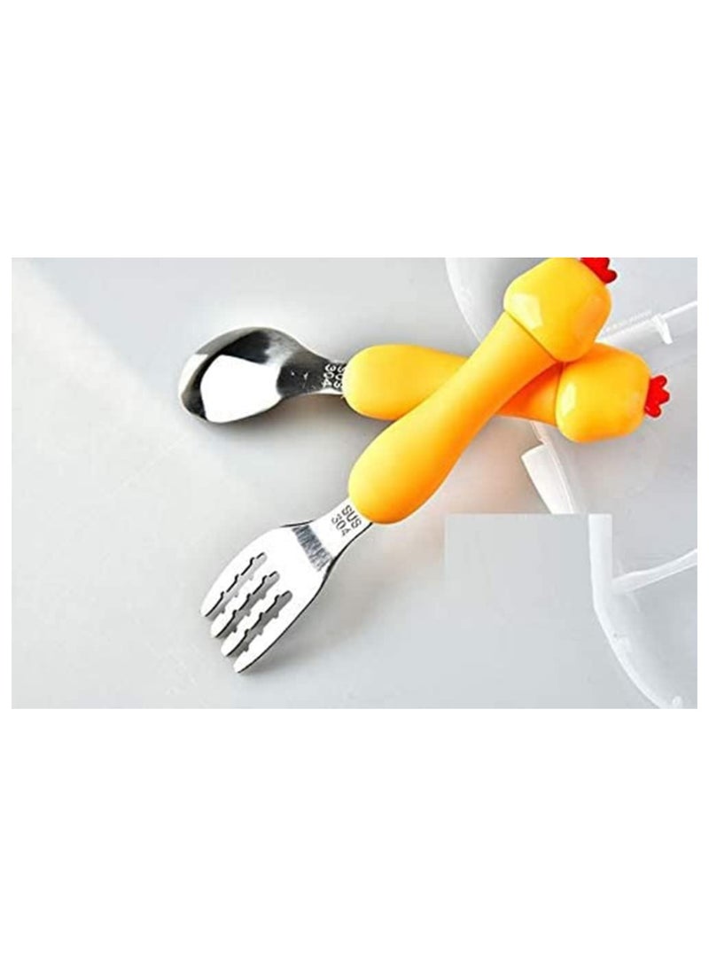 general Children's Cutlery Set 3-Piece Children's Cutlery Set Portable Children's Cutlery Set with Spoon and Fork Includes Plastic Case 304 Stainless Steel BPA-Free Dishwasher Safe - Image 2