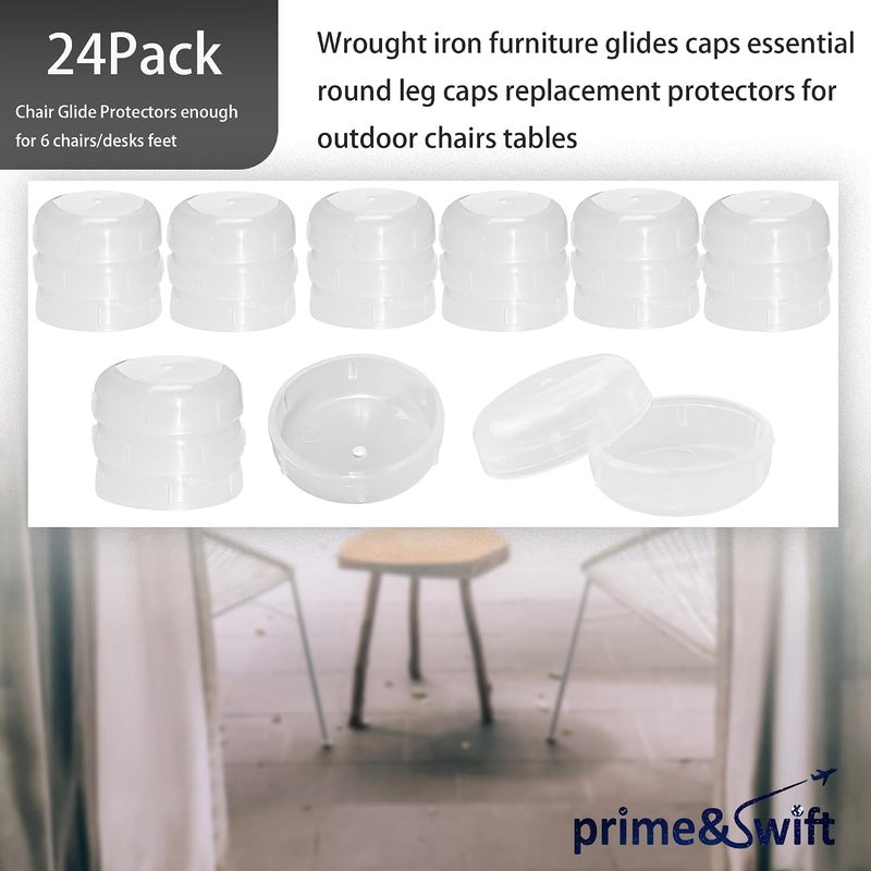 prime&swift Primeswift 1-1/2" Wrought Iron Patio, 24 Pack Round Glide Insert End Cap Furniture Cups for Furniture Legs and Tables - Image 5