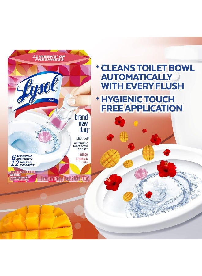 Lysol Automatic Toilet Bowl Cleaner, Click Gel, Mango & Hibiscus, 6 Count - Image 3