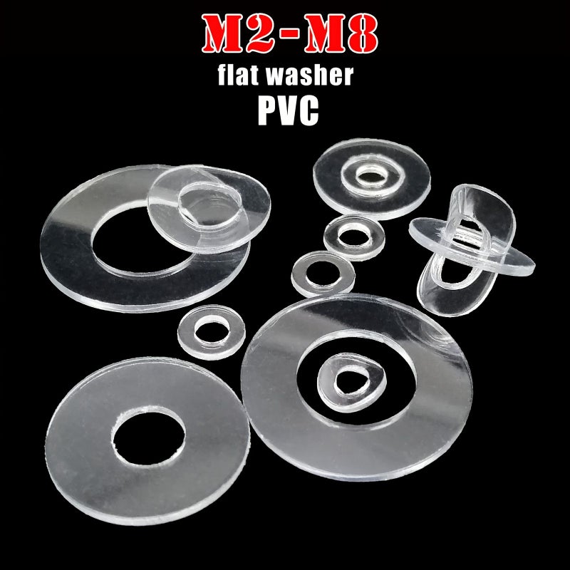 100 Pcs Transparent PVC M2 5x6x0 5mm Flat Washers Durable Flexible Insulating Gasket Pads For Sealing Spacing - Image 1
