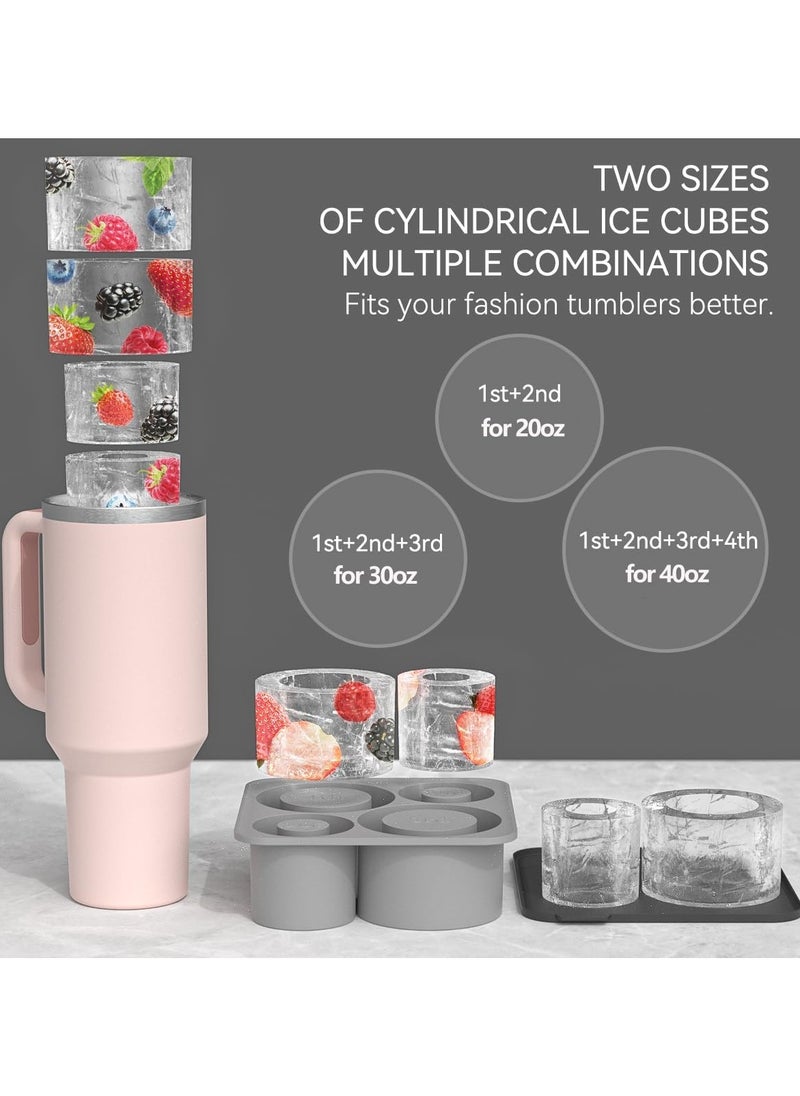 Ice Cube Tray for Stanley Cup, Silicone Ice Cube Maker with Lid, Silicone Ice Cube Mould, Ice Cube Tray with Lid for Chilling Cocktails, Whiskey, Drinks, Coffee, Ice Drinks, Juice（GRAY）