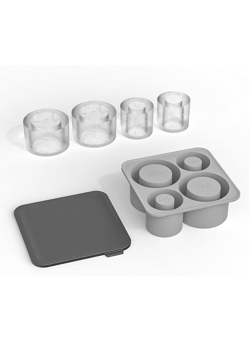 Ice Cube Tray for Stanley Cup, Silicone Ice Cube Maker with Lid, Silicone Ice Cube Mould, Ice Cube Tray with Lid for Chilling Cocktails, Whiskey, Drinks, Coffee, Ice Drinks, Juice（GRAY）