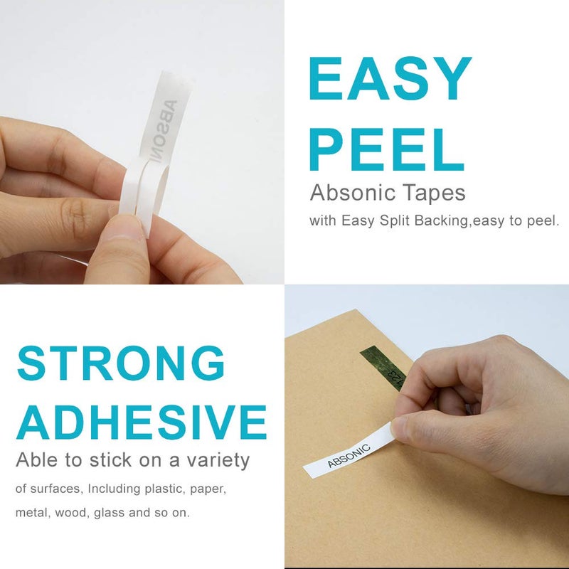 Absonic 4-Pack Compatible for Casio Label Maker Tape 9mm XR-9WE XR-9WE2S XR9WE2S 9mm Black on White Label It for KL-120 KL-60 KL-100 KL-750 KL750B KL-780 KL820 KL7000 KL7200 Label Maker, 3/8" x 26' - Image 2