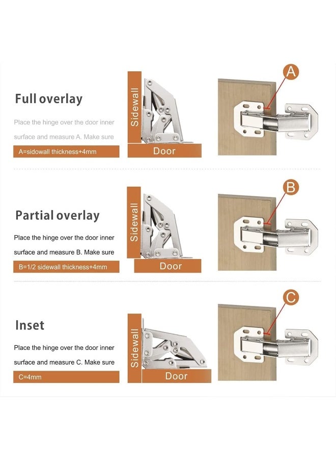 Biella Biella 4 Inch 90° Cabinet Hinges – Bridge Shaped Spring Frog Design for Full Overlay Kitchen Cupboard Doors  - Image 4