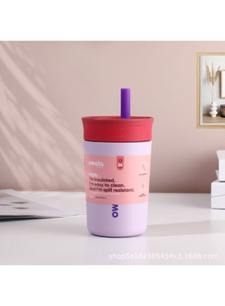 12OZ Kids Insulation Stainless Steel Tumbler with Spill Resistant Flexible Straw, Easy to Clean, Kids Water Bottle, Great for Travel, Dishwasher Safe - view 5