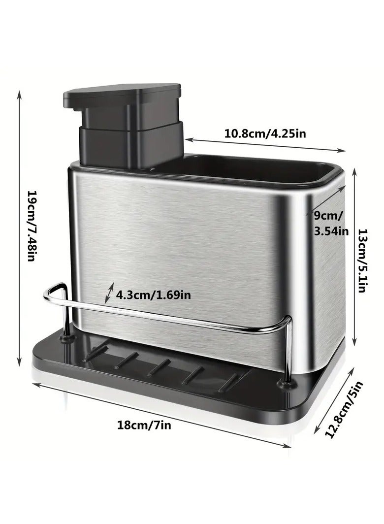 Stainless spoon tray And dish soap dispenser  With sponge holder