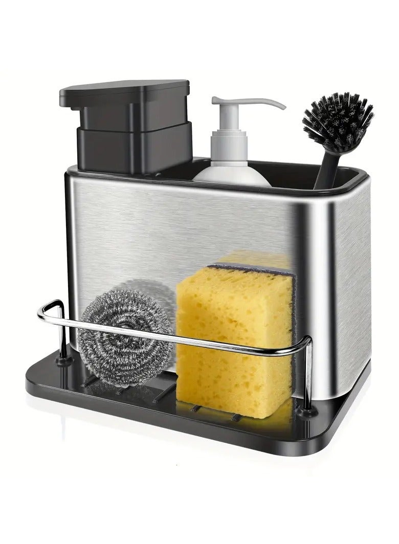 Stainless spoon tray And dish soap dispenser  With sponge holder