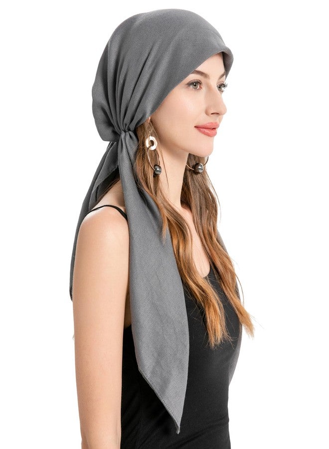 ZLYC Chemo Headwear Pre Tied Head Scarf for Women Lightweight Beanie Hat Skull Cover Cap Headwraps (Solid Dark Gray) - Image 4