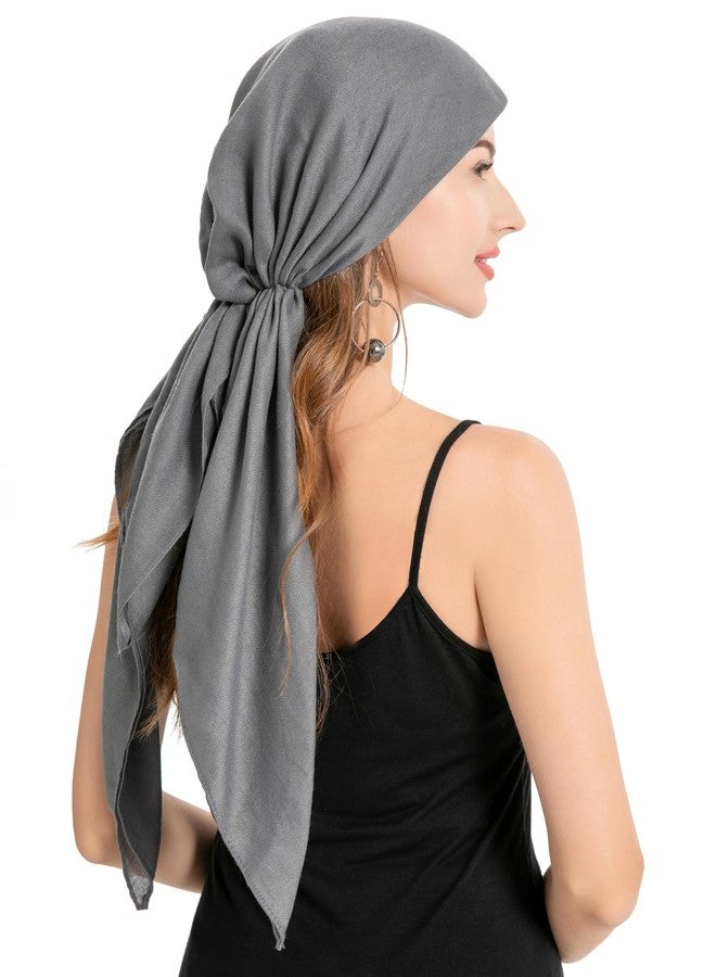 ZLYC Chemo Headwear Pre Tied Head Scarf for Women Lightweight Beanie Hat Skull Cover Cap Headwraps (Solid Dark Gray) - Image 5