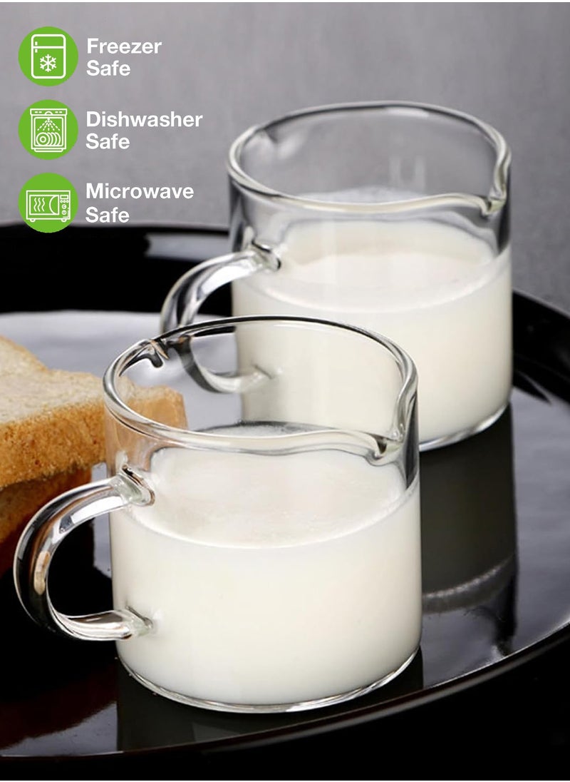 LENND - Espresso Cups Set of 2, 4 OZ Double Spouts Cups, Espresso Shot Glasses, Milk Cup with Handle, Clear Glass, Espresso Accessories for Espresso Machine - Image 1