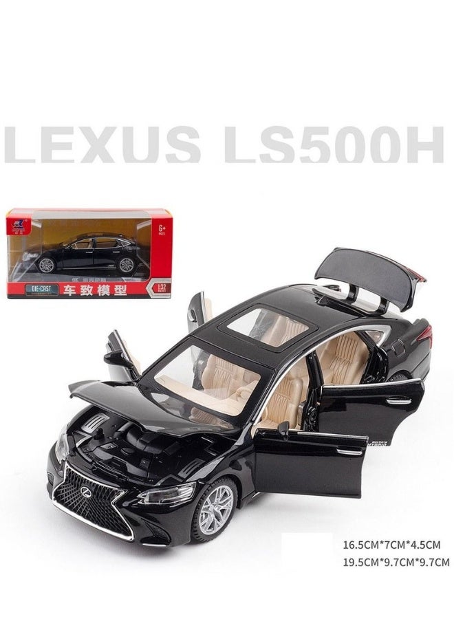 LEXUS سيارة نموذجية متوافقة مع لكزس LS500h 1/32، سيارة لعبة من سبائك الزنك مع سحب للخلف وصوت وضوء هدية للأطفال (أسود) - Image 3