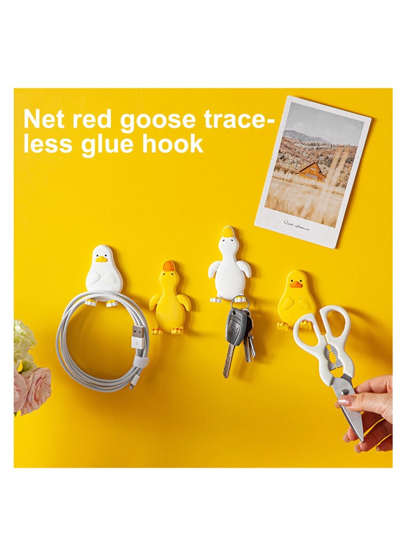 4Pcs Cute Wall Hooks, Cute Pet Hooks, Cute Cartoon Duck Hooks Set, Fun Duckie Wall Hangers for Bathroom, Crative Duck Design Wall Hooks for Hat Coat Key, Unique Decorative Wall Hanger - Image 3