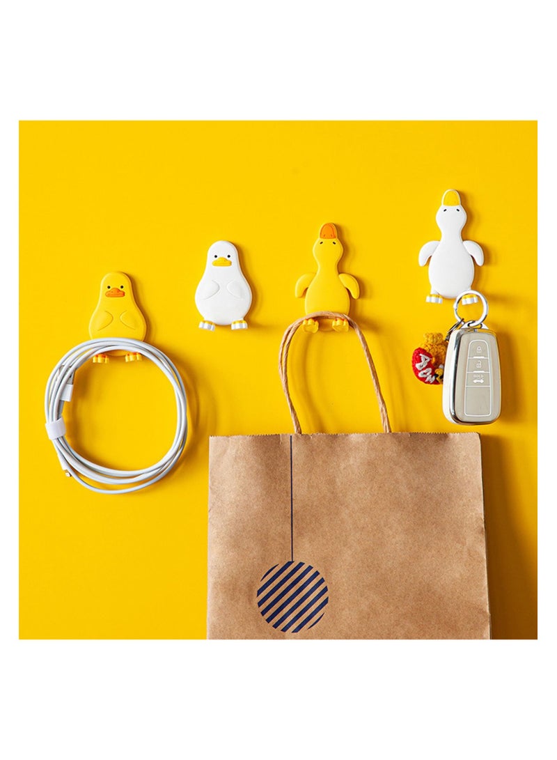 4Pcs Cute Wall Hooks, Cute Pet Hooks, Cute Cartoon Duck Hooks Set, Fun Duckie Wall Hangers for Bathroom, Crative Duck Design Wall Hooks for Hat Coat Key, Unique Decorative Wall Hanger - Image 2