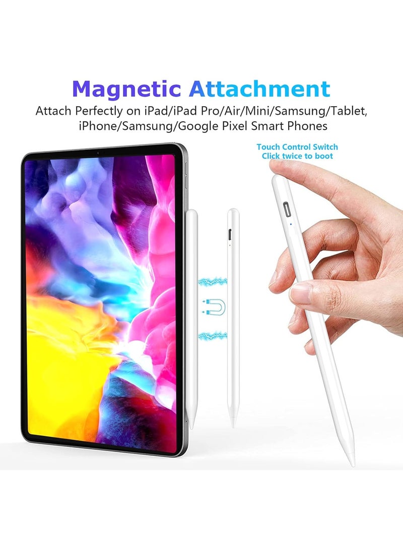 قلم لمس رقمي قابل لإعادة الشحن للأجهزة اللوحية المتوافقة، دقة عالية للكتابة والرسم مع تصميم يدعم تقليل ملامسة راحة اليد - Image 5