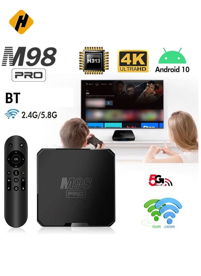HuHa - M98 PRO Android TV Box, Android 10 Support 4K HDR Smart Streaming Media Player(16GB) - Image 1