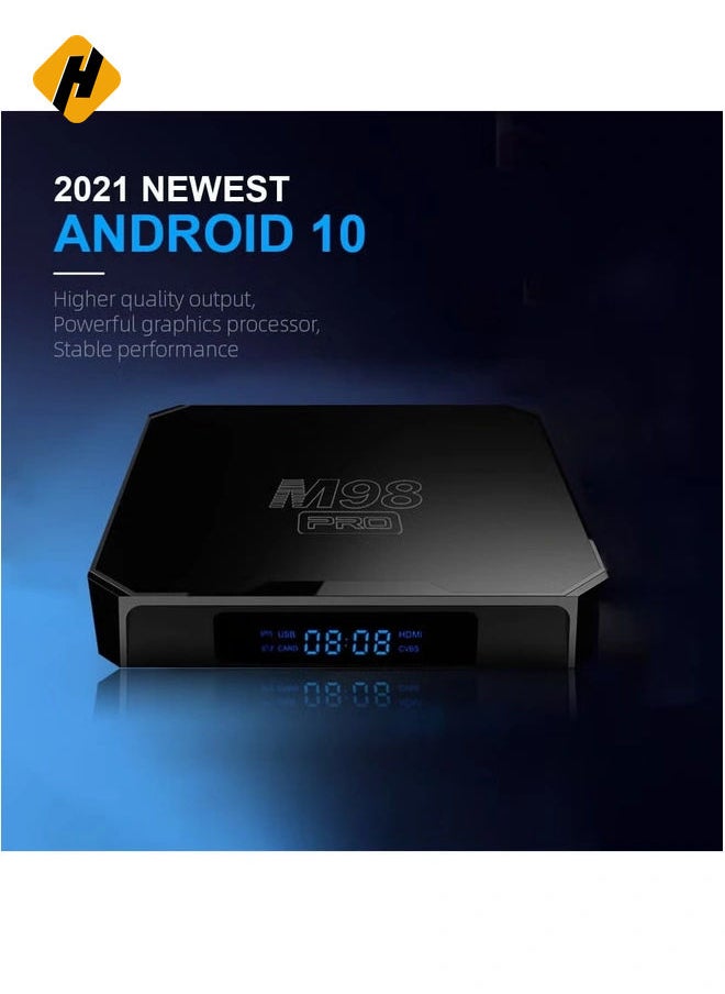 HuHa - M98 PRO Android TV Box, Android 10 Support 4K HDR Smart Streaming Media Player(16GB) - Image 1