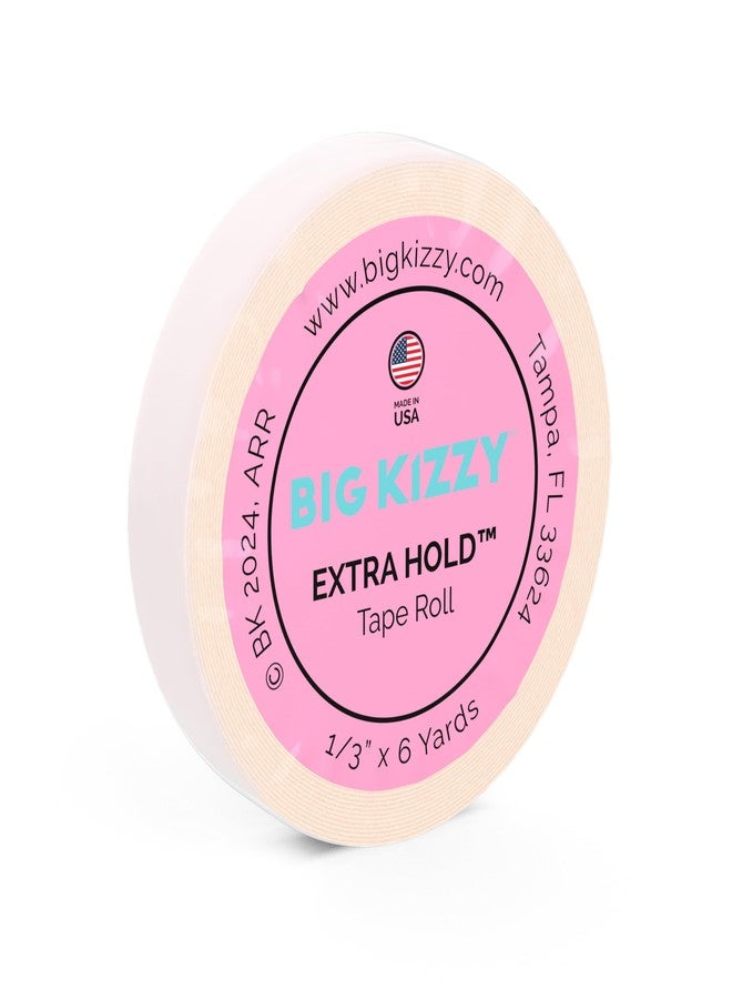Big Kizzy Double Sided Tape in Hair Extension Tape Roll -Extra Hold- .313" x 6 Yards - 7+ Weeks of wear - Strong Hold Replacement Tape for Tape Weft, Express Weft, Made in USA, Medical Grade Adhesive - Image 1