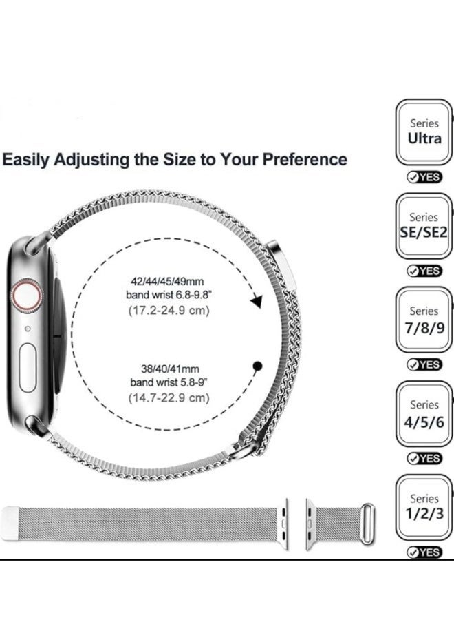 BEILINGDUN Compatible with Apple Watch Strap 49mm 46mm 45mm 44mm 42mm 41mm 40mm 38mm Women Men, Milanese Loop Apple Watch Band Ultra 3/2/1 SE3/2/1 iwatch Series 11 10 9 8 7 6 5 4 3 2 1 - Image 4