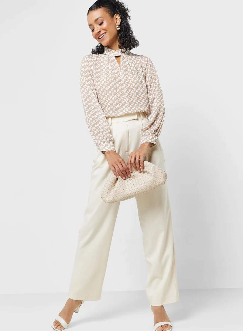 ELLA Printed Top With Keyhole Neck Detail