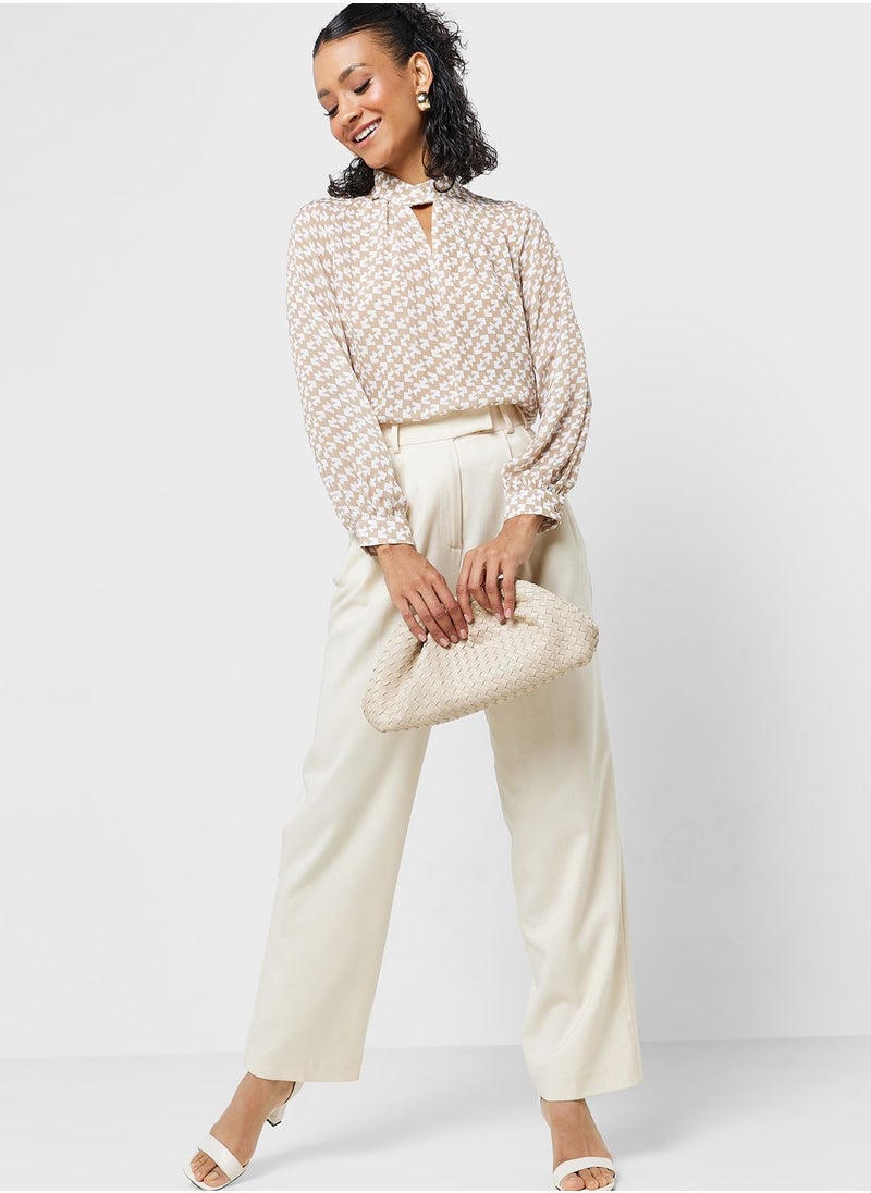 ELLA - Printed Top With Keyhole Neck Detail - Image 1