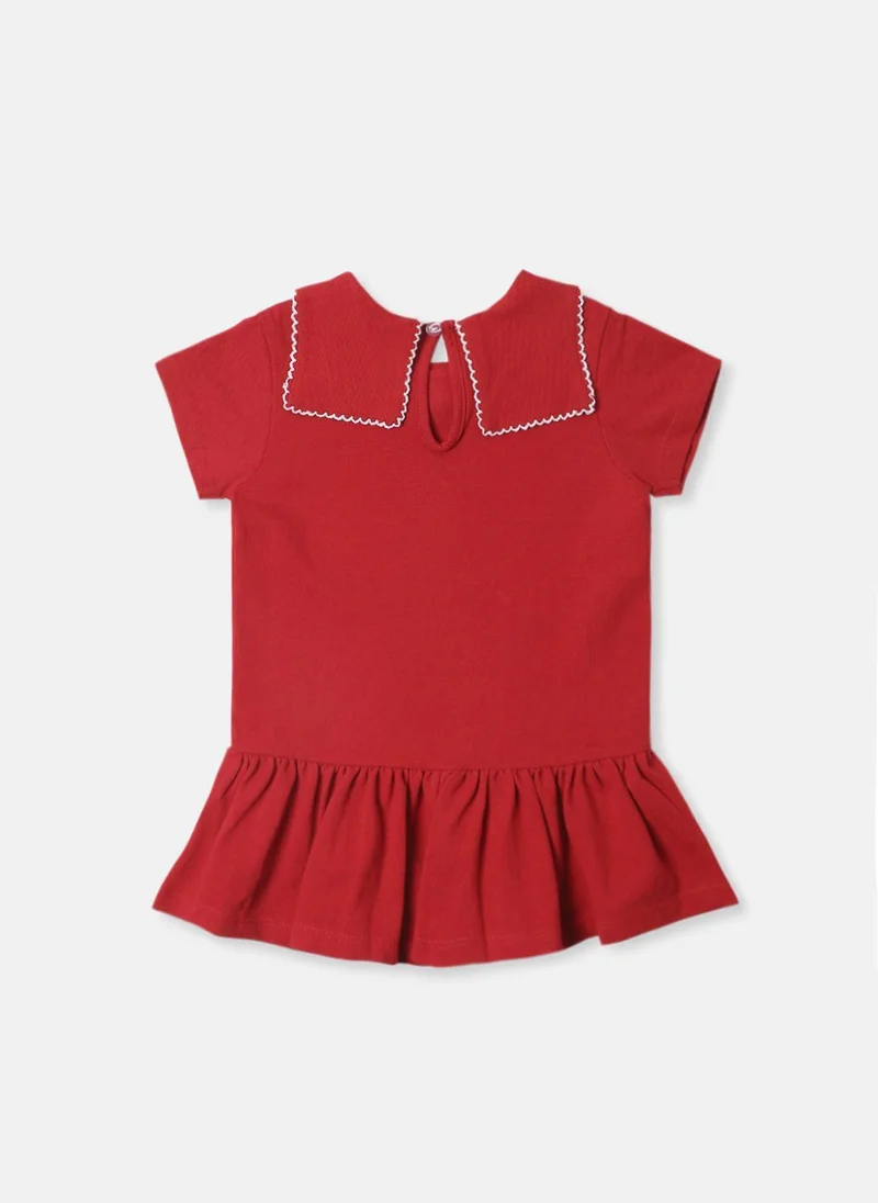 Nautinati Nautinati Girls' Cotton Pique Graphic Printed Dress With Bow Collar