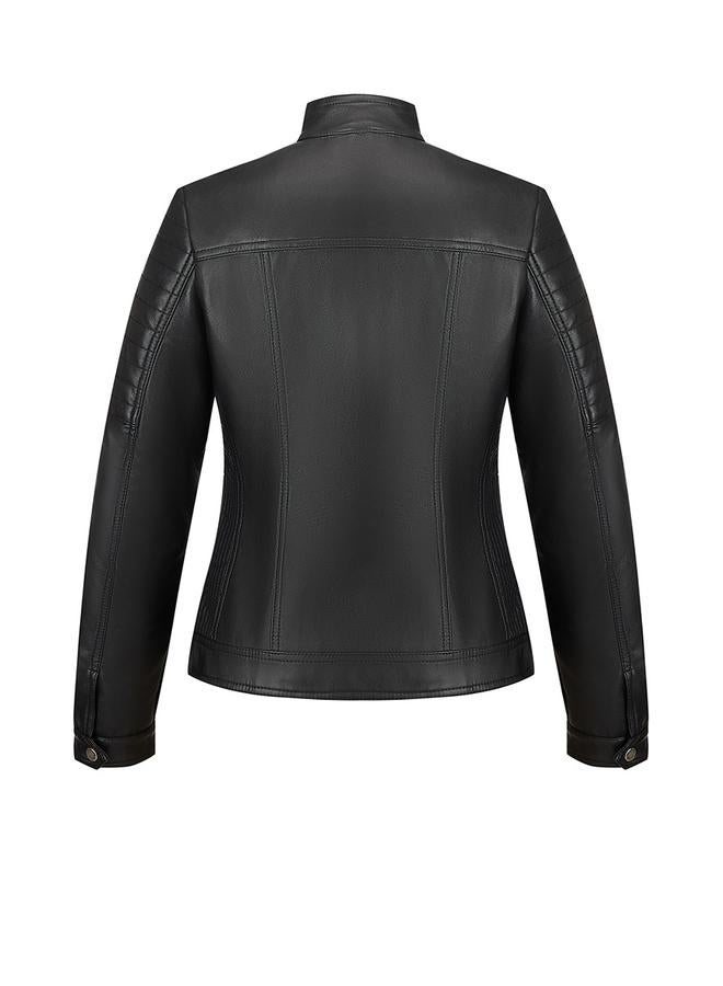 تايك تو جاكيت بايكر بسحاب سادة - Image 2