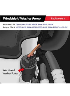 Windshield Washer Pump w/Grommet Replacement for Toyota, Lexus, Subaru, Mazda, Nissan, Acura, Honda Replaces OEM 85330-60190, 85330-AE010, 85330-60180, 85330-21010 - pzsku/Z60EB8F24AB86867A7857Z/45/_/1701237700/c4a372c3-4561-4073-94e9-886c0ed334af