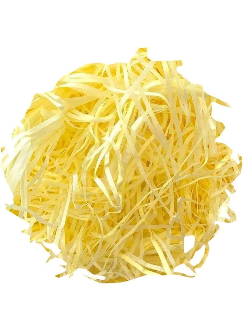 Raffia Paper Shreds Strands Eco Friendly Shredded Crinkle Confetti Crinkle Cut Paper Filling Shredded Paper for Hamper Ramadan Gifts Box Filling (Light Yellow)100g - Image 1