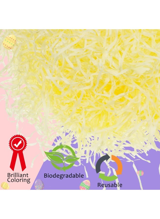 Raffia Paper Shreds Strands Eco Friendly Shredded Crinkle Confetti Crinkle Cut Paper Filling Shredded Paper for Hamper Ramadan Gifts Box Filling (Light Yellow)100g - Image 2