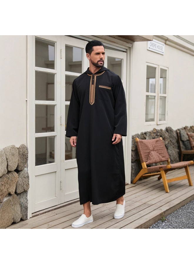 عباية - ثوب عربي رجالي - أسود، مقاس XL - ملابس تقليدية، ملابس إسلامية، عباءة دبي، قفطان، جبة - Image 1