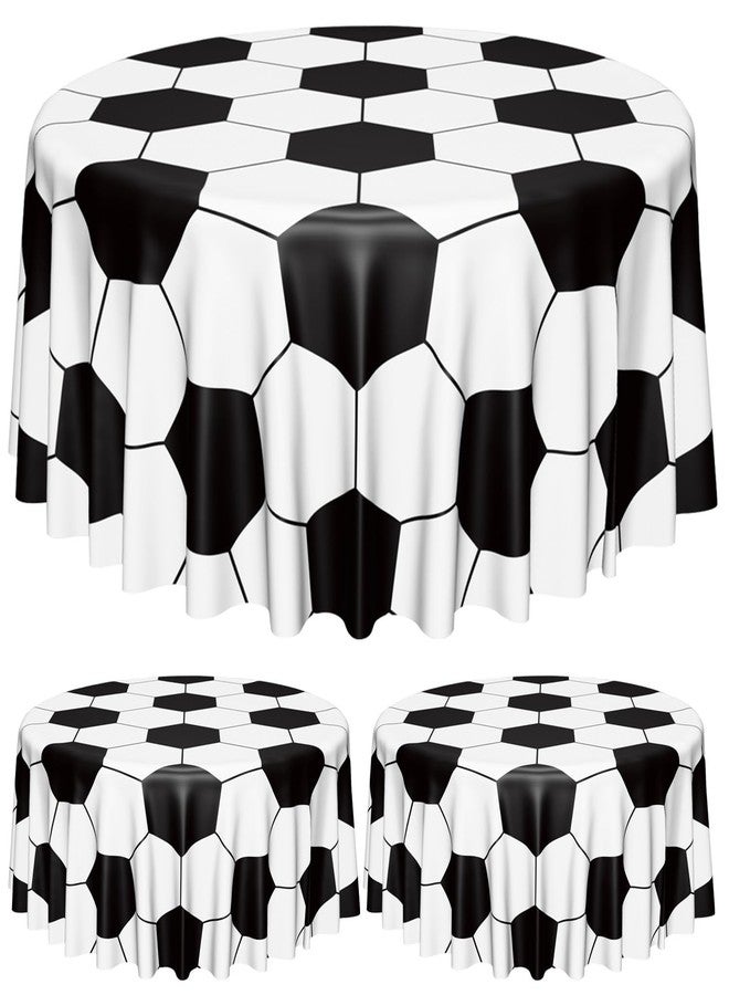 APUXXJUPA Soccer Table Cloth, 3 Pack Round Soccer Pattern Party Table Covers for Children's Sports Birthday Party Decorations Picnic, 84 inch - Image 1