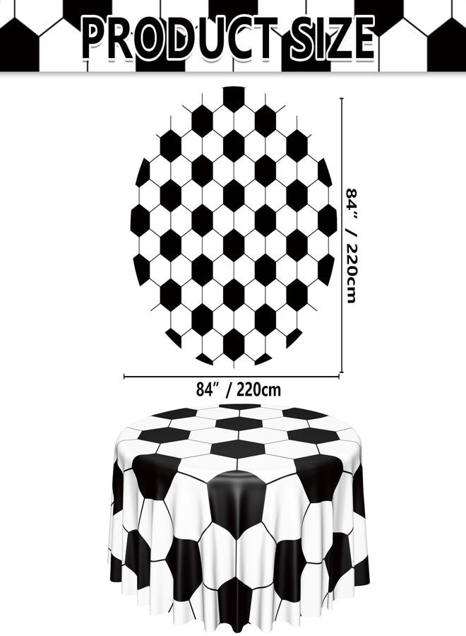 APUXXJUPA Soccer Table Cloth, 3 Pack Round Soccer Pattern Party Table Covers for Children's Sports Birthday Party Decorations Picnic, 84 inch - Image 2