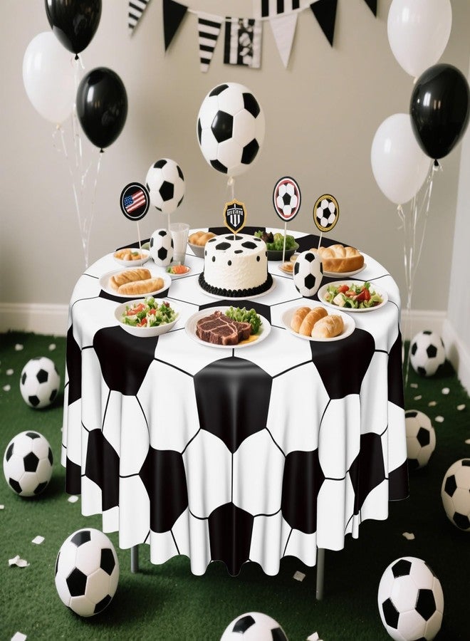 APUXXJUPA Soccer Table Cloth, 3 Pack Round Soccer Pattern Party Table Covers for Children's Sports Birthday Party Decorations Picnic, 84 inch - Image 4