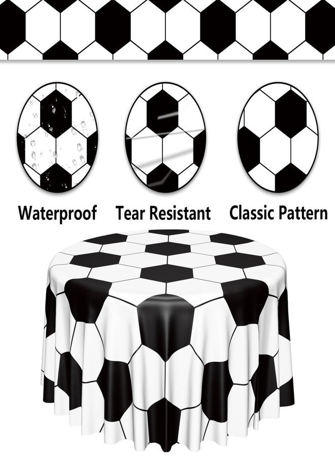APUXXJUPA Soccer Table Cloth, 3 Pack Round Soccer Pattern Party Table Covers for Children's Sports Birthday Party Decorations Picnic, 84 inch - Image 3
